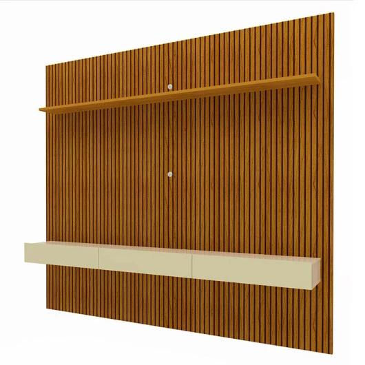 Home Painel Ripado 3D Para TV 75 Polegadas 224 x 220 Requinte Clean Gelius Naturale/Off White
