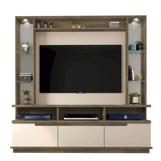 Estante Home Para Sala 1.8 Com Led Vancouver Rv Móveis Amadeirado/Off White