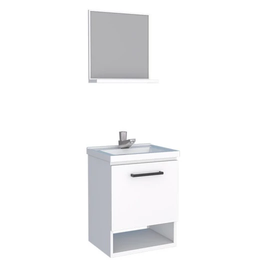 Conjunto Para Banheiro Aço Gabinete e Espelho Pitanga Mais 40 Cozimax Branco