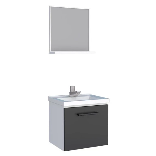 Conjunto Para Banheiro Aço Gabinete e Espelho Pitanga 40 Cozimax Branco/Preto
