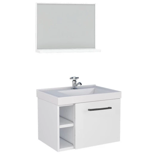 Conjunto Para Banheiro Aço Gabinete com Espelho Amora 50 Cozimax Branco