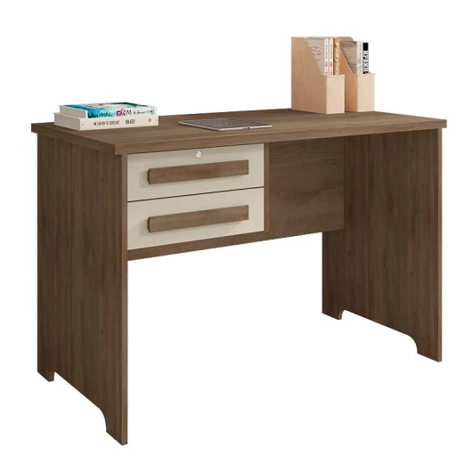 Escrivaninha Escritório Quarto 114cm 2 Gavetas Alemanha RV Móveis Freijo/Off White