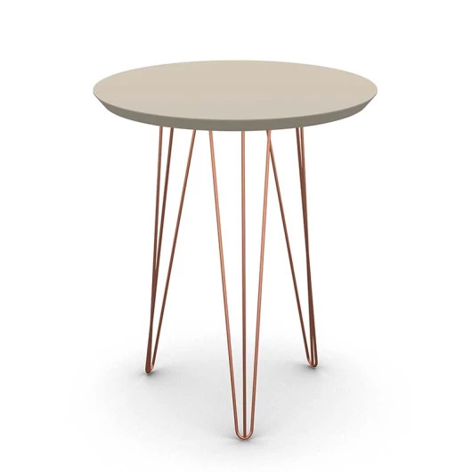 Mesa de Apoio Redonda Pés de Ferro 53 x 53 x 62 Evolution Patrimar Off White