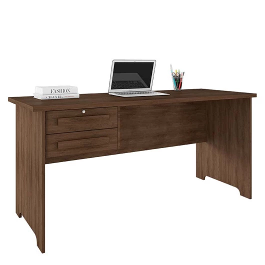 Escrivaninha Mesa Escritório 160cm 2 Gavetas Cannes RV Móveis Noce