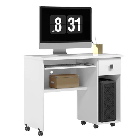 Mesa Para Computador Pequena 90cm Gaveta Vicenza Lukaliam Branco