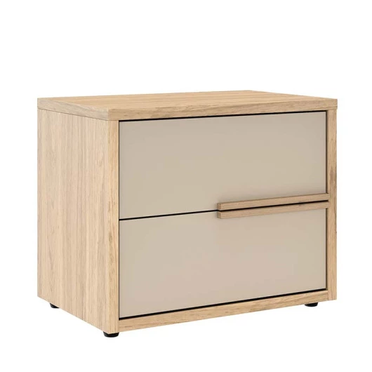 Mesa de Cabeceira 2 Gavetas Puxadores 100% MDF Concept Robel Hanover/Fendi Liso