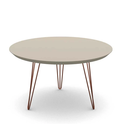 Mesa de Centro Redonda Pés de Ferro 67 x 67 x 38 Evolution Patrimar Off White