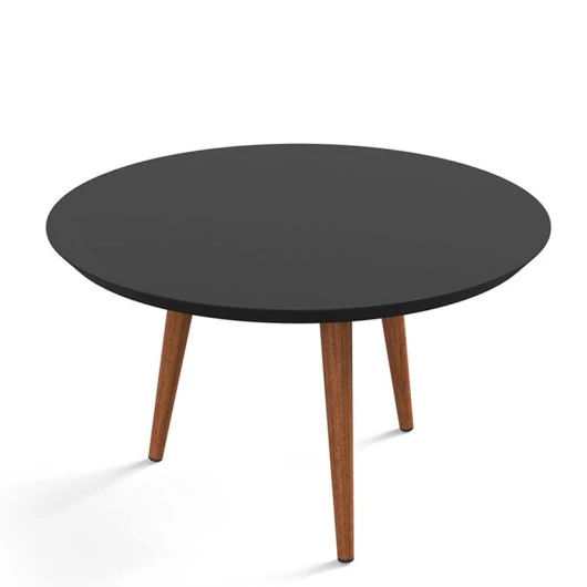 Mesa de Centro Redonda Retrô Pés Palito Luna 67 x 67 x 35 Patrimar Preto