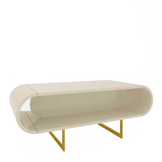 Mesa de Centro Design Exclusivo Nobre Pés de Ferro Gelius Off White