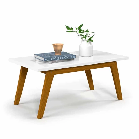 Mesa de Centro Retangular 90 x 50 x 39 Prism Patrimar Branco