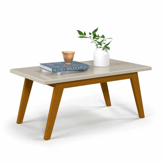 Mesa de Centro Retangular 90 x 50 x 39 Prism Patrimar Off White