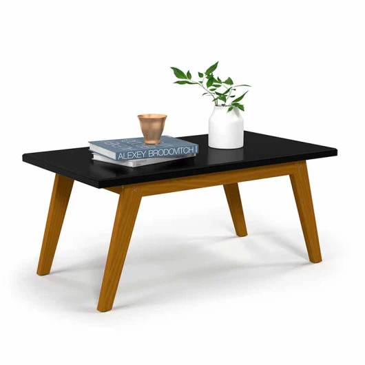 Mesa de Centro Retangular 90 x 50 x 39 Prism Patrimar Preto