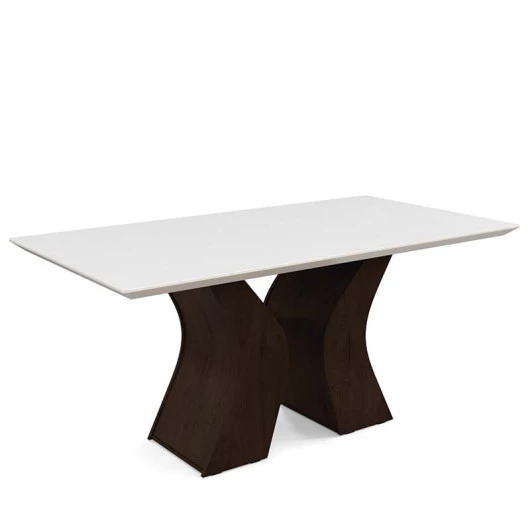 Mesa de Jantar Tampo Vidro 1.7 Santorini Lukaliam Noce/Off White