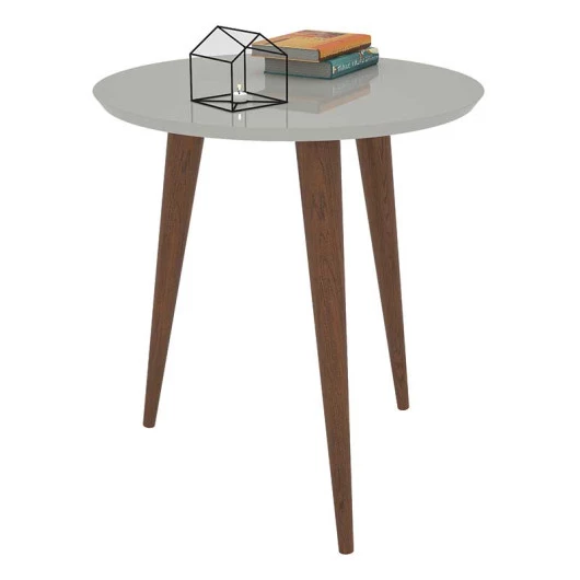 Mesa Lateral Retrô Iris Mirarack Off White