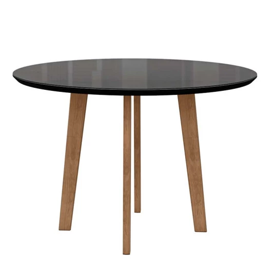 Mesa de Jantar Redonda Tampo Vidro 108x108 Pés Oblongo Turmalina RV Móveis Preto