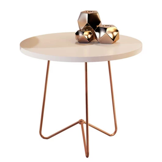 Mesa Lateral 60x60 Pés de Ferro 8005 JB Bechara Pérola/Bronze