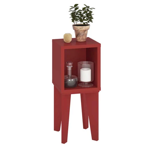 Mesa de Canto Retrô Tubi RV Móveis Vermelho