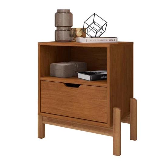 Mesa de Cabeceira 1 Gaveta 1 Nicho 52cm x 58cm Antares Casa D Cedro