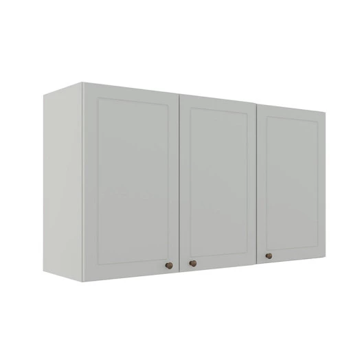 Módulo Armário Aéreo 68x120x34cm 3 Portas 100% MDF Cozinha Provence Robel Branco/Branco Matte