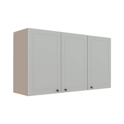 Módulo Armário Aéreo 68x120x34cm 3 Portas 100% MDF Cozinha Provence Robel Fendi/Branco Matte