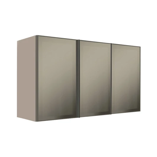 Módulo Armário Aéreo 68x120x34cm 3 Portas Vidro Reflecta Cozinha Modulada Robel Fendi