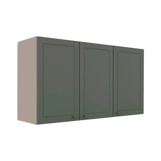 Módulo Armário Aéreo 68x120x34cm 3 Portas 100% MDF Cozinha Provence Robel Fendi/Salvia Matte