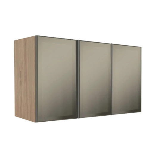 Módulo Armário Aéreo 68x120x56cm 3 Portas Vidro Reflecta Cozinha Modulada Robel Hanover