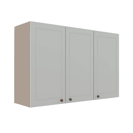 Módulo Armário Aéreo 88x120x34cm 3 Portas 100% MDF Cozinha Provence Robel Fendi/Branco Matte
