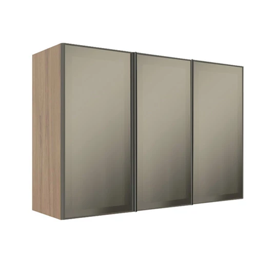 Módulo Armário Aéreo 88x120x34cm 3 Portas Vidro Reflecta Cozinha Modulada Robel Hanover