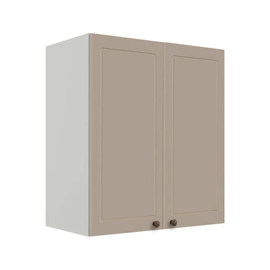 Módulo Armário Aéreo 68x60x34cm 2 Portas 100% MDF Cozinha Modulada Provence Robel Branco/Fendi Matte