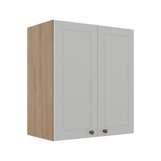 Módulo Armário Aéreo 68x60x34cm 2 Portas 100% MDF Cozinha Modulada Provence Robel Hanover/Branco Matte