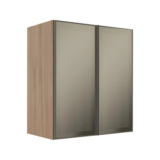 Módulo Armário Aéreo 68x60x34cm 2 Portas Vidro Reflecta Cozinha Modulada Robel Hanover