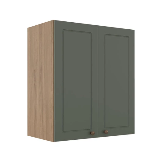 Módulo Armário Aéreo 68x60x34cm 2 Portas 100% MDF Cozinha Modulada Provence Robel Hanover/Salvia Matte