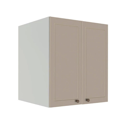 Módulo Armário Aéreo 68x60x56cm 2 Portas 100% MDF Cozinha Provence Robel Branco/Fendi Matte
