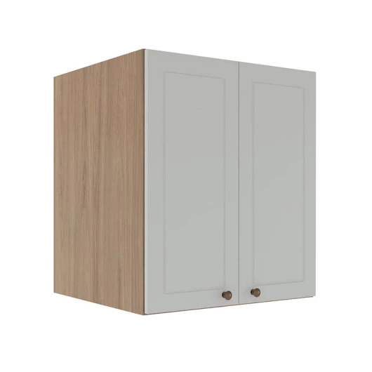 Módulo Armário Aéreo 68x60x56cm 2 Portas 100% MDF Cozinha Provence Robel Hanover/Branco Matte