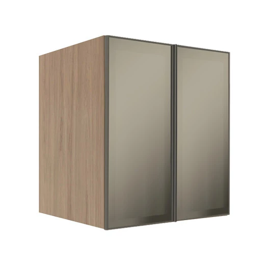 Módulo Armário Aéreo 68x60x56cm 2 Portas Vidro Reflecta Cozinha Modulada Robel Hanover