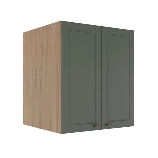 Módulo Armário Aéreo 68x60x56cm 2 Portas 100% MDF Cozinha Provence Robel Hanover/Sálvia Matte