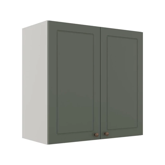 Módulo Armário Aéreo 68x70x34cm 2 Portas 100% MDF Cozinha Modulada Provence Robel Branco/Salvia Matte