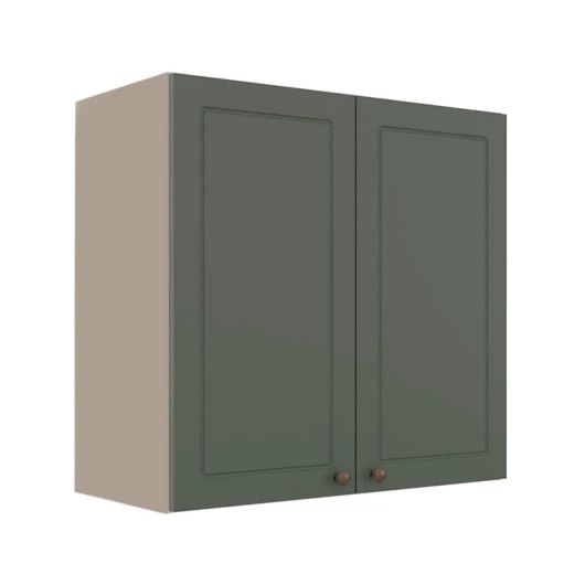 Módulo Armário Aéreo 68x70x34cm 2 Portas 100% MDF Cozinha Modulada Provence Robel Fendi/Salvia Matte