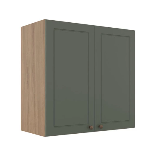 Módulo Armário Aéreo 68x70x34cm 2 Portas 100% MDF Cozinha Modulada Provence Robel Hanover/Salvia Matte