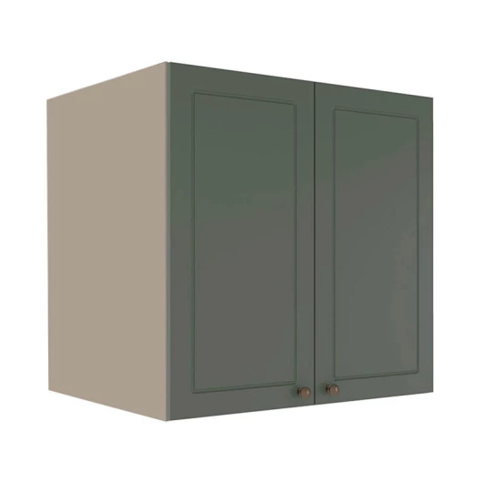 Módulo Armário Aéreo 68x70x56cm 2 Portas 100% MDF Cozinha Provence Robel Fendi/Sálvia Matte