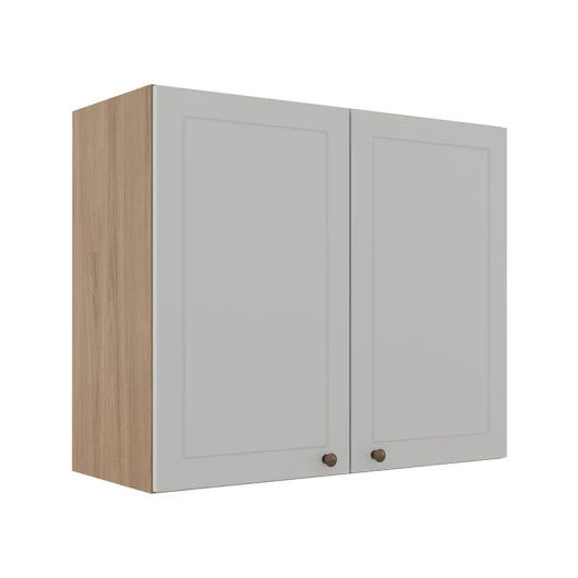 Módulo Armário Aéreo 68x80x34cm 2 Portas 100% MDF Cozinha Modulada Provence Robel Hanover/Branco Matte