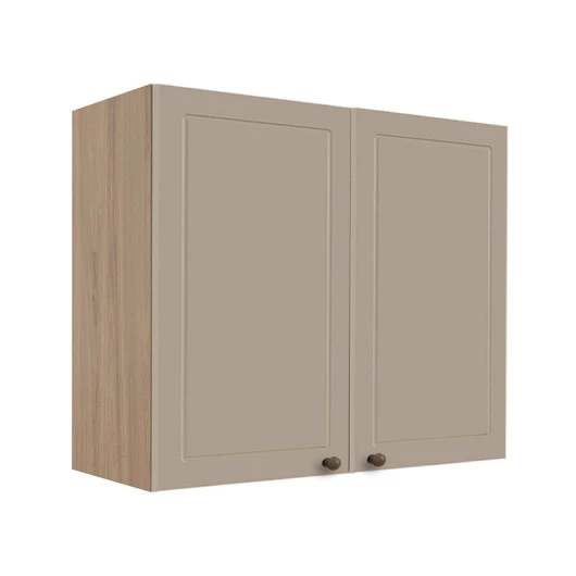 Módulo Armário Aéreo 68x80x34cm 2 Portas 100% MDF Cozinha Modulada Provence Robel Hanover/Fendi Matte