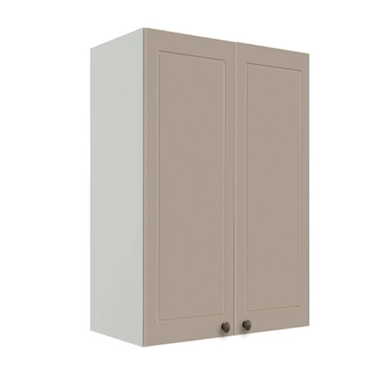 Módulo Armário Aéreo 88x60x34cm 2 Portas 100% MDF Cozinha Provence Robel Branco/Fendi Matte