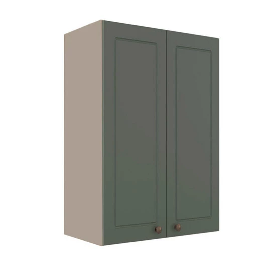 Módulo Armário Aéreo 88x60x34cm 2 Portas 100% MDF Cozinha Provence Robel Fendi/Salvia Matte