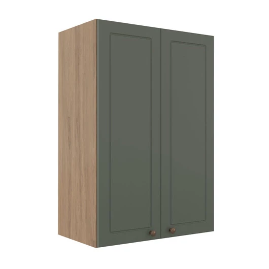 Módulo Armário Aéreo 88x60x34cm 2 Portas 100% MDF Cozinha Provence Robel Hanover/Salvia Matte