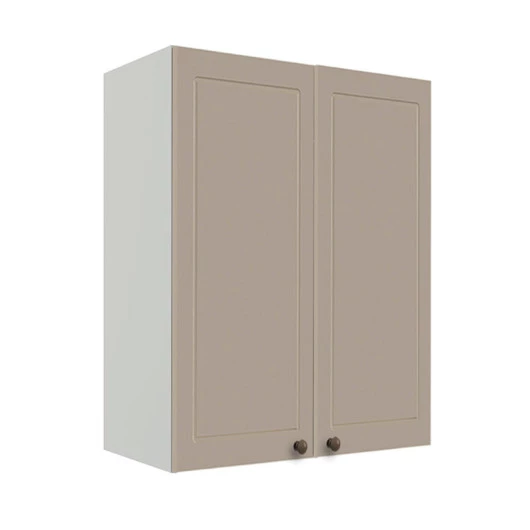 Módulo Armário Aéreo 88x70x34cm 2 Portas 100% MDF Cozinha Provence Robel Branco/Fendi Matte