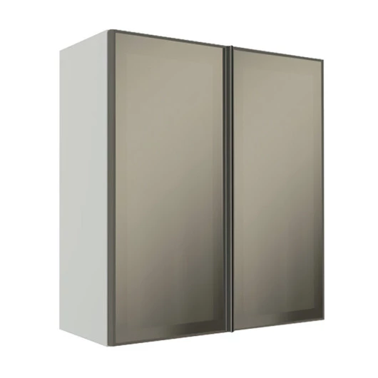 Módulo Armário Aéreo 88x80X34cm 2 Portas Vidro Reflecta Cozinha Modulada Robel Branco
