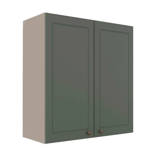 Módulo Armário Aéreo 88x80x34cm 2 Portas 100% MDF Cozinha Provence Robel Fendi/Salvia Matte