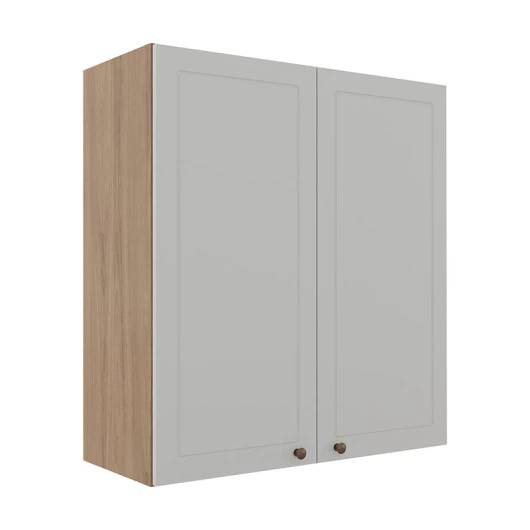 Módulo Armário Aéreo 88x80x34cm 2 Portas 100% MDF Cozinha Provence Robel Hanover/Branco Matte